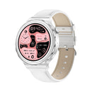 Ochstin 5HK43 1.32 inch Round Screen Smart Watch Supports Bluetooth Call Function/Blood Oxygen Monitoring, Strap:Leather(Silver)