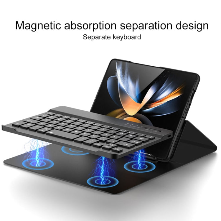 For Samsung Galaxy Z Fold4 5G Magnetic Folding Bluetooth Keyboard Leather Case(Black)