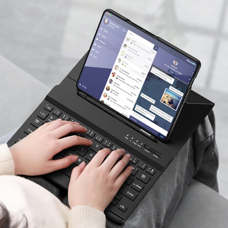 For Samsung Galaxy Z Fold4 5G Magnetic Folding Bluetooth Keyboard Leather Case(Black)