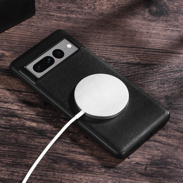 For Google Pixel 7 Pro Magsafe Magnetic Ring Leather Texture Phone Case(Green)