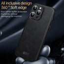 For iPhone 14 Pro SULADA Shockproof TPU + Handmade Leather Phone Case(Blue)