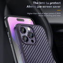 For iPhone 14 Pro SULADA Carbon Fiber Textured Shockproof Metal + TPU Frame Case(Dark Purple)