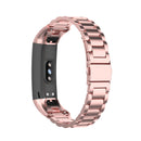 For Huawei Honor Band 4 (CRS-B19) / Honor Band 5 (CRS-B19S) Three Beads Steel Wrist Strap Watchband(Rose Pink)