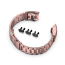 For Huawei Honor Band 4 (CRS-B19) / Honor Band 5 (CRS-B19S) Three Beads Steel Wrist Strap Watchband(Rose Pink)