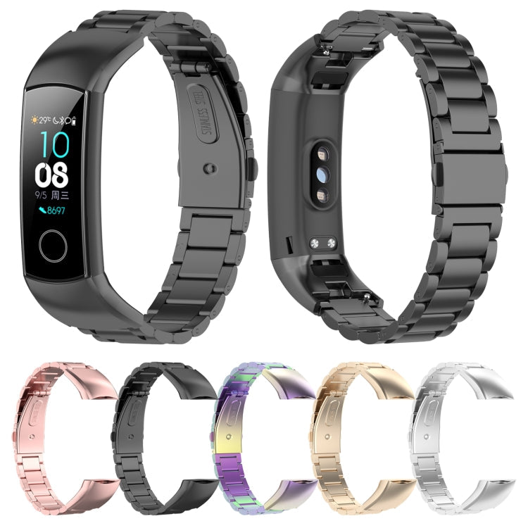 For Huawei Honor Band 4 (CRS-B19) / Honor Band 5 (CRS-B19S) Three Beads Steel Wrist Strap Watchband(Silver)