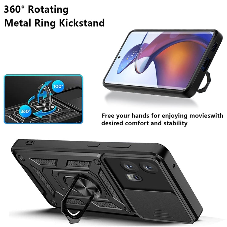 For Motorola Edge 30 Fusion Sliding Camera Cover Design TPU+PC Phone Case(Blue)
