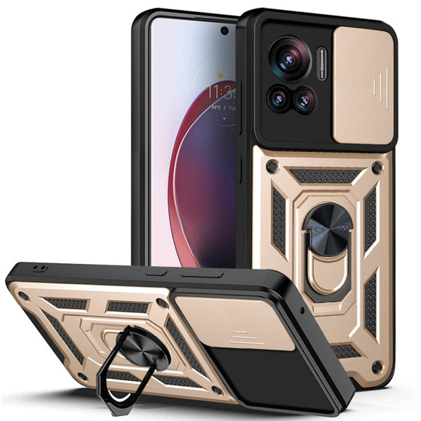 For Motorola Edge 30 Ultra Sliding Camera Cover Design TPU+PC Phone Case(Gold)