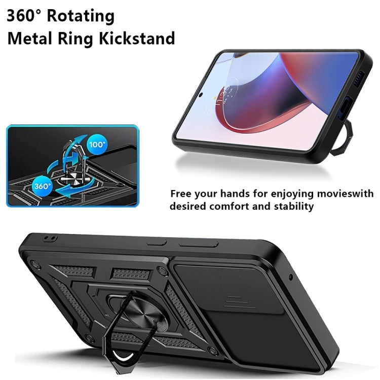 For Motorola Edge 30 Ultra Sliding Camera Cover Design TPU+PC Phone Case(Black)