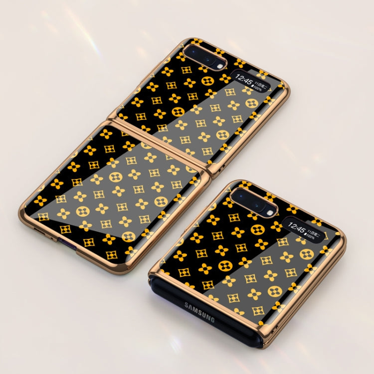 For Galaxy Z Flip GKK Glass + PC Foldable Painted Pattern Case(Clubs)