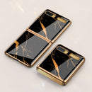 For Galaxy Z Flip GKK Glass + PC Foldable Painted Pattern Case(Gold+Black)