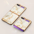 For Galaxy Z Flip GKK Glass + PC Foldable Painted Pattern Case(Gold+Yellow)