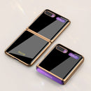 For Galaxy Z Flip GKK Glass + PC Foldable Painted Pattern Case(Mysterious Black)