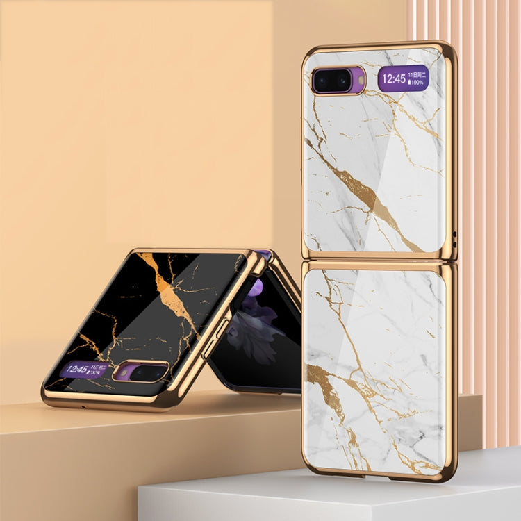 For Galaxy Z Flip GKK Glass + PC Foldable Painted Pattern Case(Mysterious Black)