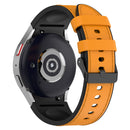For Samsung Galaxy Watch5 44mm / 40mm Silicone Leather Black Buckle Watch Band, Size:S(Yellow)