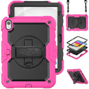 For iPad 10th Gen 10.9 2022 Silicone + PC Full Body Protection Tablet Case(Black + Rose Red)