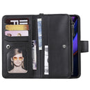 For iPhone 11 Pro 2 in 1 Solid Color Zipper Shockproof Protective Case with Card Slots & Bracket & Photo Holder & Wallet Function(Black)