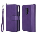 For Galaxy S9 Plus 2 in 1 Solid Color Zipper Shockproof Protective Case with Card Slots & Bracket & Photo Holder & Wallet Function(Purple)