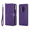 For Galaxy S9 Plus 2 in 1 Solid Color Zipper Shockproof Protective Case with Card Slots & Bracket & Photo Holder & Wallet Function(Purple)