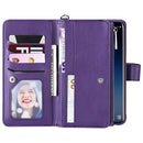 For Galaxy S9 Plus 2 in 1 Solid Color Zipper Shockproof Protective Case with Card Slots & Bracket & Photo Holder & Wallet Function(Purple)
