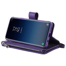 For Galaxy S9 Plus 2 in 1 Solid Color Zipper Shockproof Protective Case with Card Slots & Bracket & Photo Holder & Wallet Function(Purple)