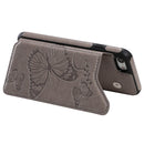 For iPhone 7 & 8 Butterfly Embossing Pattern Shockproof Protective Case with Holder & Card Slots & Photo Frame(Gray)