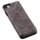 For iPhone 7 & 8 Butterfly Embossing Pattern Shockproof Protective Case with Holder & Card Slots & Photo Frame(Gray)