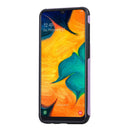 For Galaxy A50 Butterfly Embossing Pattern Shockproof Protective Case with Holder & Card Slots & Photo Frame(Purple)
