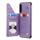 For Galaxy A50 Butterfly Embossing Pattern Shockproof Protective Case with Holder & Card Slots & Photo Frame(Purple)