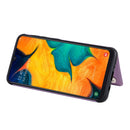 For Galaxy A50 Butterfly Embossing Pattern Shockproof Protective Case with Holder & Card Slots & Photo Frame(Purple)