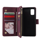 For Galaxy A41 Multifunctional Horizontal Flip Leather Case, with Card Slot & Holder & Zipper Wallet & Photo Frame(Red Wine)