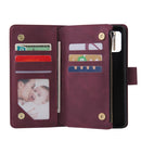 For Galaxy A41 Multifunctional Horizontal Flip Leather Case, with Card Slot & Holder & Zipper Wallet & Photo Frame(Red Wine)