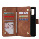 For Galaxy A41 Multifunctional Horizontal Flip Leather Case, with Card Slot & Holder & Zipper Wallet & Photo Frame(Brown)