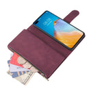 For Huawei P40 Multifunctional Horizontal Flip Leather Case, with Card Slot & Holder & Zipper Wallet & Photo Frame(Red Wine)