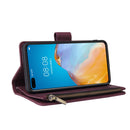 For Huawei P40 Multifunctional Horizontal Flip Leather Case, with Card Slot & Holder & Zipper Wallet & Photo Frame(Red Wine)