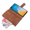 For Huawei P40 Multifunctional Horizontal Flip Leather Case, with Card Slot & Holder & Zipper Wallet & Photo Frame(Brown)