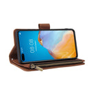 For Huawei P40 Multifunctional Horizontal Flip Leather Case, with Card Slot & Holder & Zipper Wallet & Photo Frame(Brown)