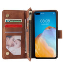 For Huawei P40 Multifunctional Horizontal Flip Leather Case, with Card Slot & Holder & Zipper Wallet & Photo Frame(Brown)
