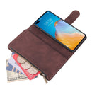 For Huawei P40 Multifunctional Horizontal Flip Leather Case, with Card Slot & Holder & Zipper Wallet & Photo Frame(Coffee)