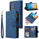 For Huawei P40 Multifunctional Horizontal Flip Leather Case, with Card Slot & Holder & Zipper Wallet & Photo Frame(Blue)
