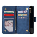 For Huawei P40 Multifunctional Horizontal Flip Leather Case, with Card Slot & Holder & Zipper Wallet & Photo Frame(Blue)