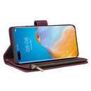 For Huawei P40 Pro Multifunctional Horizontal Flip Leather Case, with Card Slot & Holder & Zipper Wallet & Photo Frame(Red Wine)