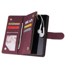 For Huawei P40 Pro Multifunctional Horizontal Flip Leather Case, with Card Slot & Holder & Zipper Wallet & Photo Frame(Red Wine)