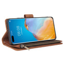 For Huawei P40 Pro Multifunctional Horizontal Flip Leather Case, with Card Slot & Holder & Zipper Wallet & Photo Frame(Brown)
