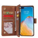For Huawei P40 Pro Multifunctional Horizontal Flip Leather Case, with Card Slot & Holder & Zipper Wallet & Photo Frame(Brown)
