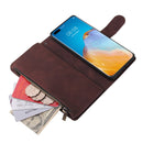 For Huawei P40 Pro Multifunctional Horizontal Flip Leather Case, with Card Slot & Holder & Zipper Wallet & Photo Frame(Coffee)