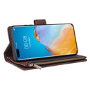 For Huawei P40 Pro Multifunctional Horizontal Flip Leather Case, with Card Slot & Holder & Zipper Wallet & Photo Frame(Coffee)