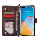 For Huawei P40 Pro Multifunctional Horizontal Flip Leather Case, with Card Slot & Holder & Zipper Wallet & Photo Frame(Coffee)