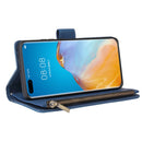 For Huawei P40 Pro Multifunctional Horizontal Flip Leather Case, with Card Slot & Holder & Zipper Wallet & Photo Frame(Blue)