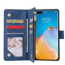 For Huawei P40 Pro Multifunctional Horizontal Flip Leather Case, with Card Slot & Holder & Zipper Wallet & Photo Frame(Blue)