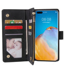For Huawei P40 Pro Multifunctional Horizontal Flip Leather Case, with Card Slot & Holder & Zipper Wallet & Photo Frame(Black)